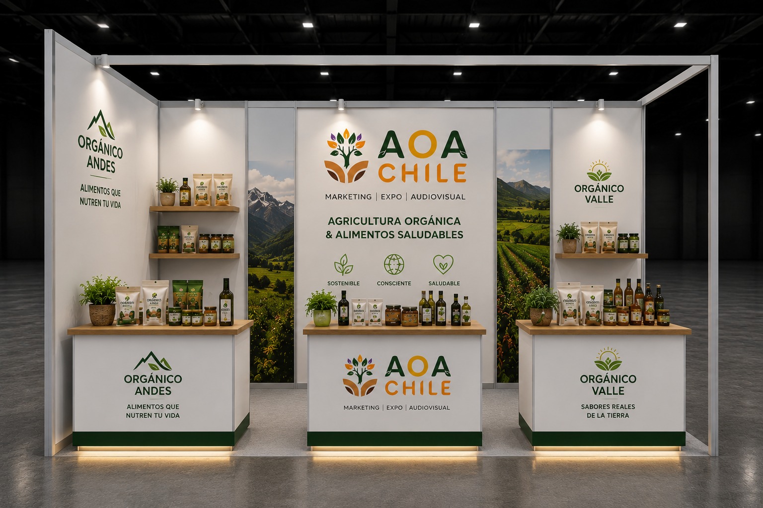 Stand HUBs colaborativo AOA Chile — imagen de referencia